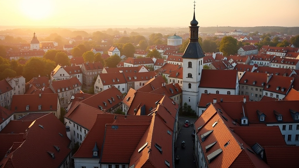 Toompea platoo vaated üle vanalinna katuste ja kaugete mägedeni